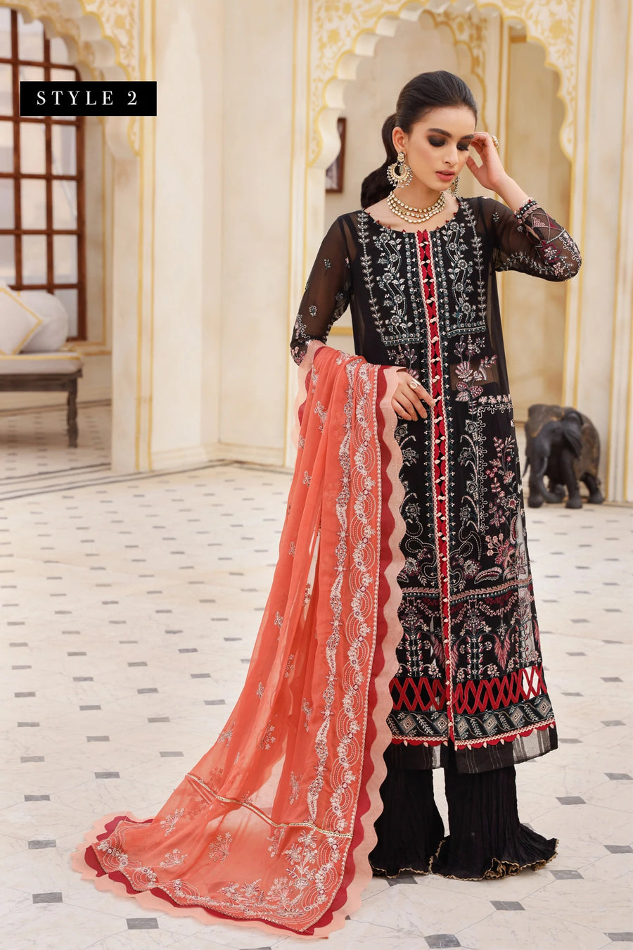 Xenia Formals Preesia Unstitched Chiffon 3Pc Suit D-08 SHAAM