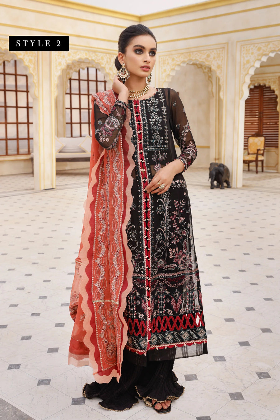Xenia Formals Preesia Unstitched Chiffon 3Pc Suit D-08 SHAAM