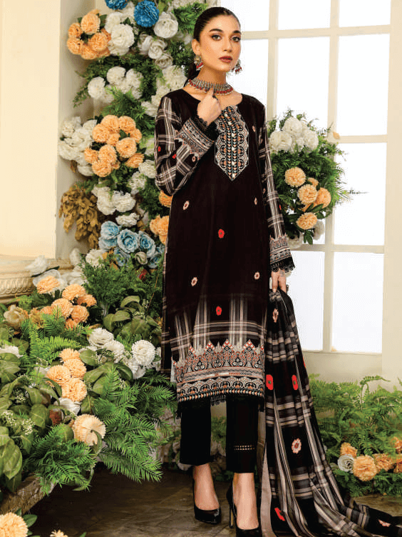 Al Kareem Bin Ismaeel Tarz Printed Cotrai Unstitched 3Pc Suit D-08