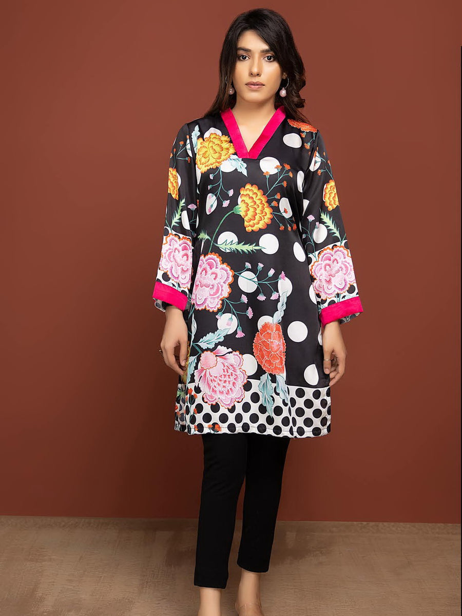 Labisa Silk di Kurti Unstitched Printed Silk 1Pc Shirt D-08