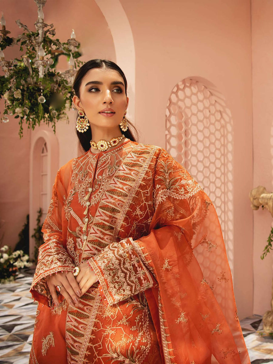 AIK Atelier Mystique Organza and Tulle Embroidered 3 Piece Suit Look-08 - FaisalFabrics.pk