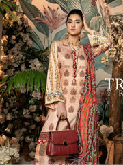 Al Kareem Shazmeen Fall Winter Cotail Printed 3pc Unstitched Suit D-08 - FaisalFabrics.pk