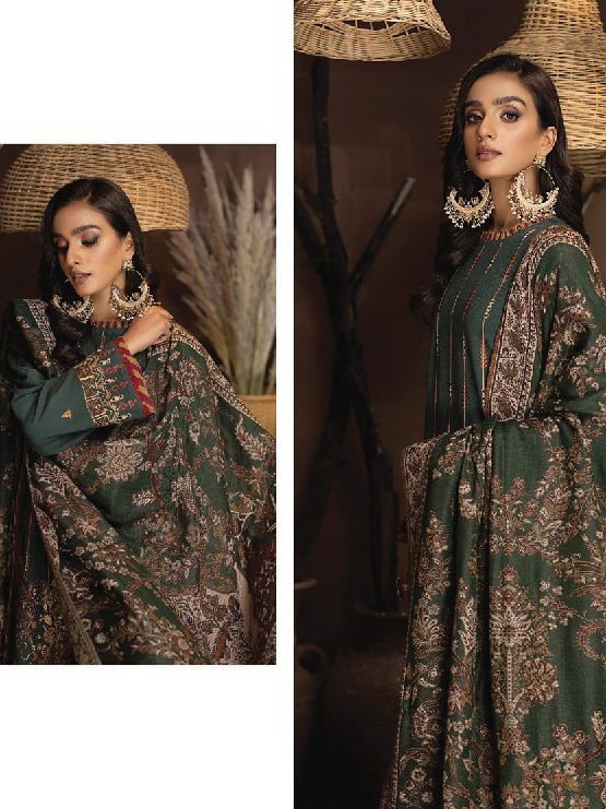 Carvaan by Humdum Unstitched Embroidered Leather Peach 3Pc Suit D-09