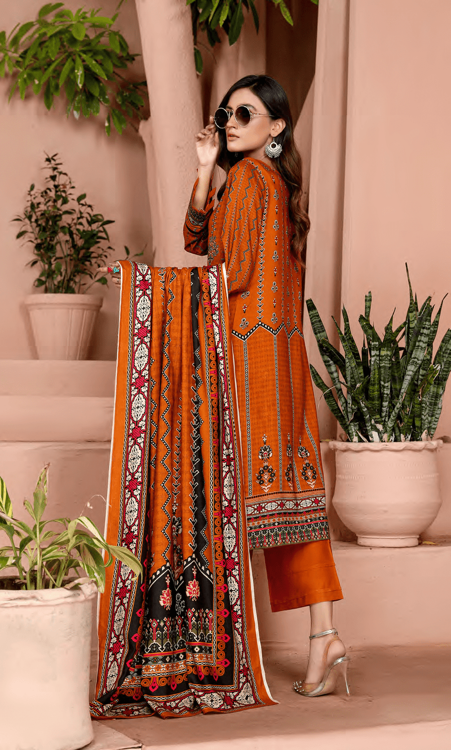Florence Vol 08 Embroidered Staple Linen Unstitched 3Pc Suit D-09
