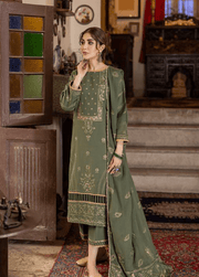 LAADLI by Humdum Unstitched Embroidered Peach Leather 3Pc Suit D-09