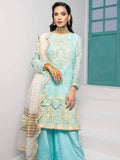 Azal Jaan-e-Adaa Luxury Chiffon Hand Embellished 3pc Suit D-09 Aqua Marine - FaisalFabrics.pk