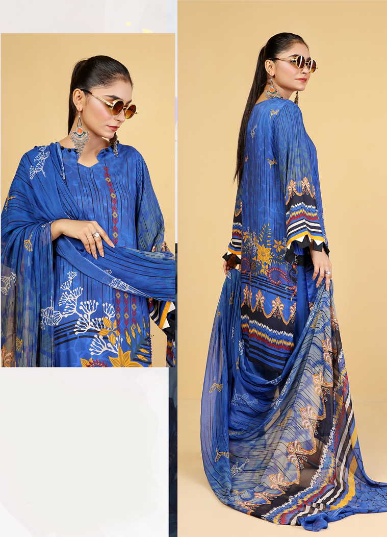 Zareen Vol-02 Staple Digital Printed Unstitched 3Pc Suit D-09