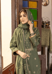 LAADLI by Humdum Unstitched Embroidered Peach Leather 3Pc Suit D-09