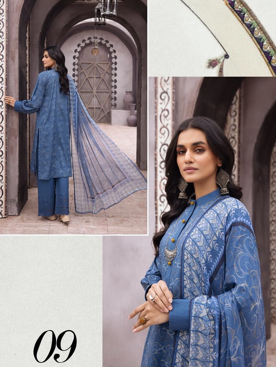 Riaz Arts Zarki's Classic Lawn Unstitched Embroidered 3Pc Suit D-09