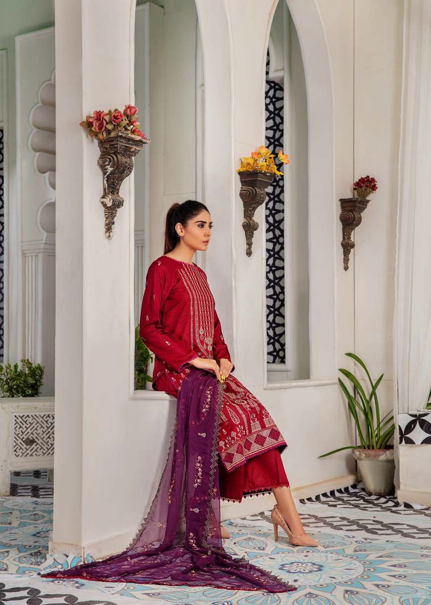 Noir by Humdum Unstitched Embroidered Slub Linen 3Pc Suit D-09
