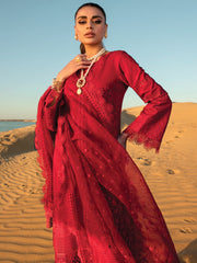 Rang Rasiya Premium Lawn Embroidered Unstitched 3Pc Suit D-09 Scarlet
