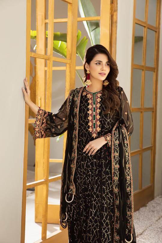 Alizeh Fashion Mahyar Embroidered Festive Chiffon 3PCS Suit D-09 Layla - FaisalFabrics.pk