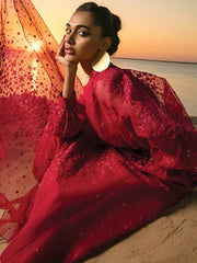 Rang Rasiya Premium Lawn Embroidered Unstitched 3Pc Suit D-09 Scarlet