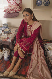 Cross Stitch Manzil Digital Printed Khaddar 3pc Suit D-09 Rosy Radiance - FaisalFabrics.pk