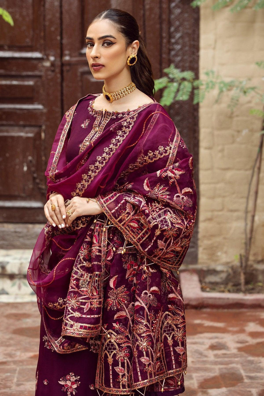 Alizeh Fashion Shahtaj Formal Wedding Embroidered 3PC Suit D-09 Singhaar - FaisalFabrics.pk