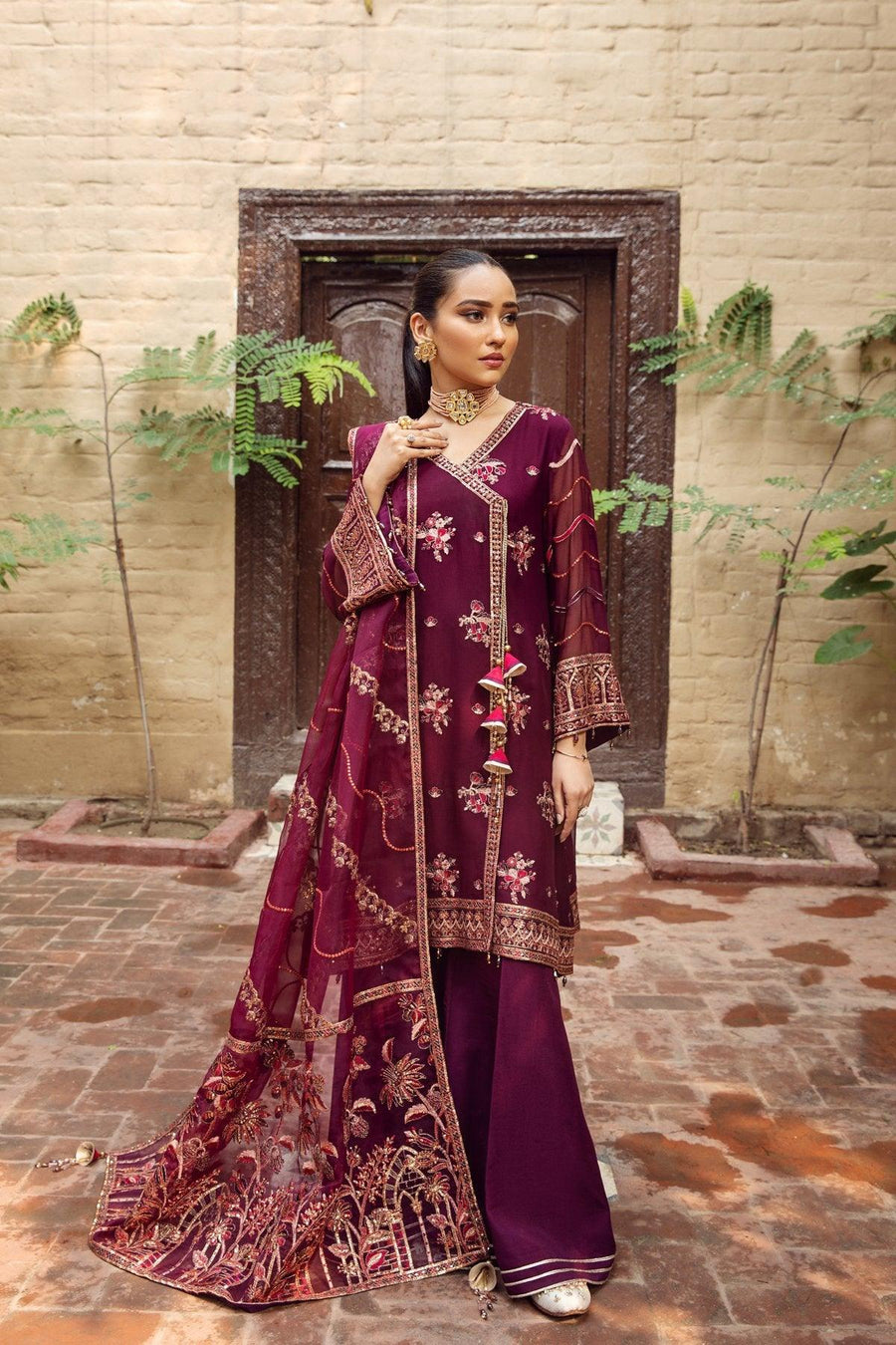Alizeh Fashion Shahtaj Formal Wedding Embroidered 3PC Suit D-09 Singhaar - FaisalFabrics.pk