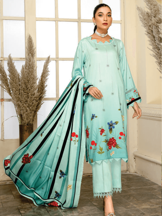 Al Kareem Bin Ismaeel Tarz Printed Cotrai Unstitched 3Pc Suit D-09