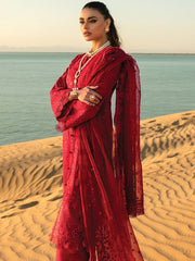 Rang Rasiya Premium Lawn Embroidered Unstitched 3Pc Suit D-09 Scarlet
