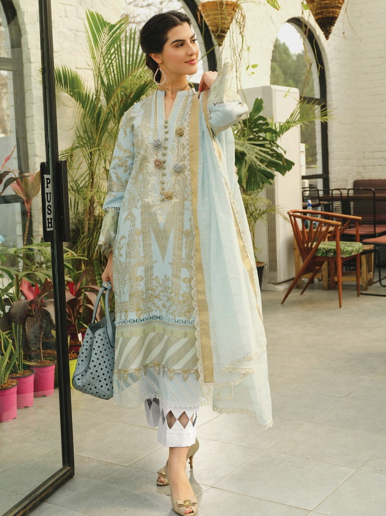 Rang Rasiya LifeStyle Embroidered Lawn Unstitched 3Pc Suit D-10 Luna