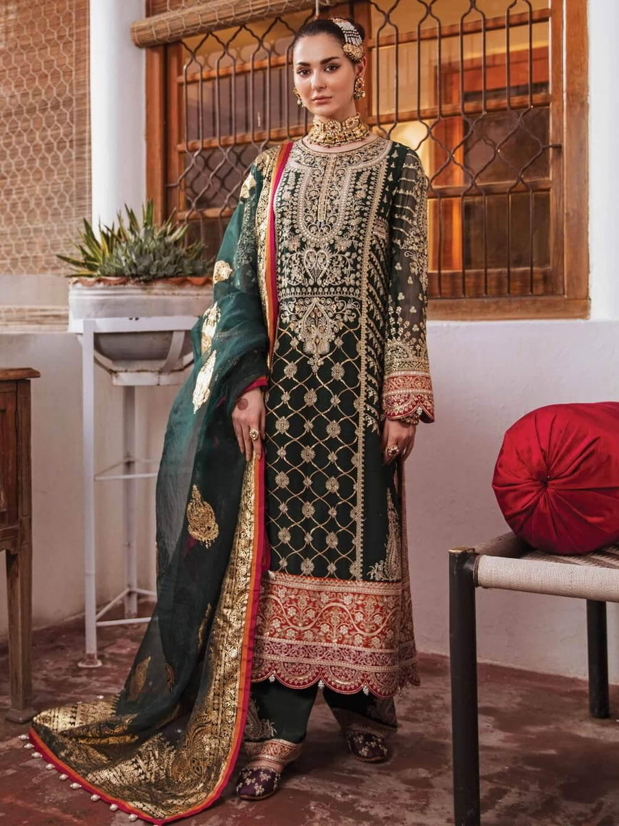 Afrozeh Shehnai Wedding Formals Embroidered 3Pc Suit D-10 Raatkumari - FaisalFabrics.pk