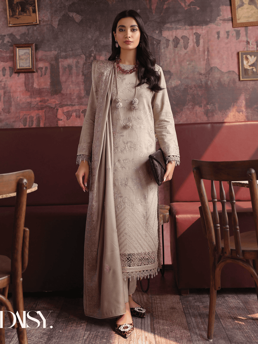 Rang Rasiya Premium Winter Unstitched Khaddar 3Pc Suit D-10 DAISY
