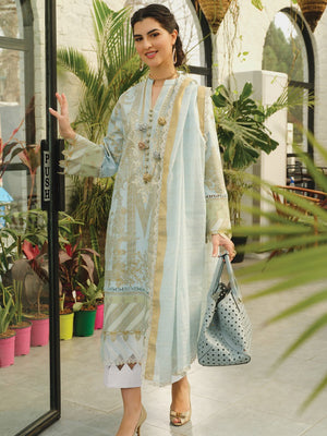 Rang Rasiya LifeStyle Embroidered Lawn Unstitched 3Pc Suit D-10 Luna