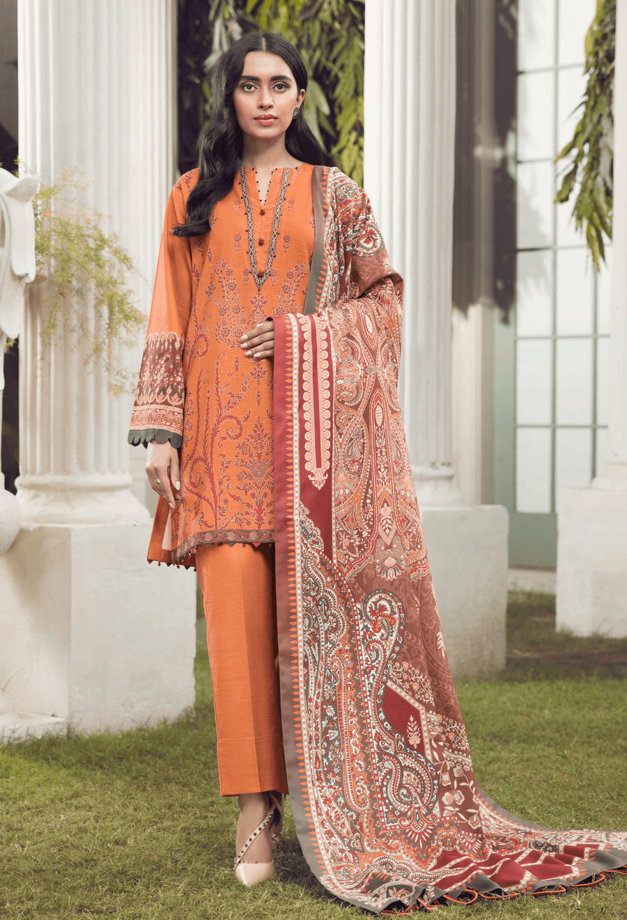 SERAN Blossoms Unstitched Printed Khaddar Slub 3Pc Suit D-10 Tulip