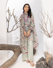 Puri Fabrics Flora Printed & Embroidered Swiss Lawn 3 Piece Suit D-10