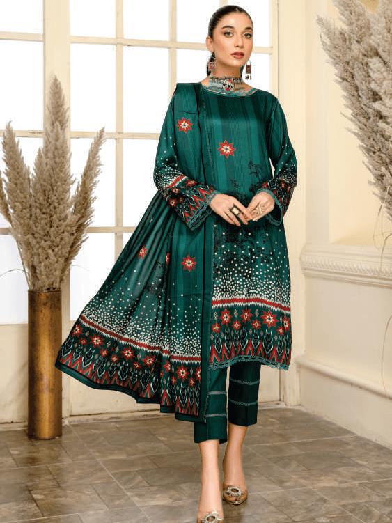 Al Kareem Bin Ismaeel Tarz Printed Cotrai Unstitched 3Pc Suit D-10