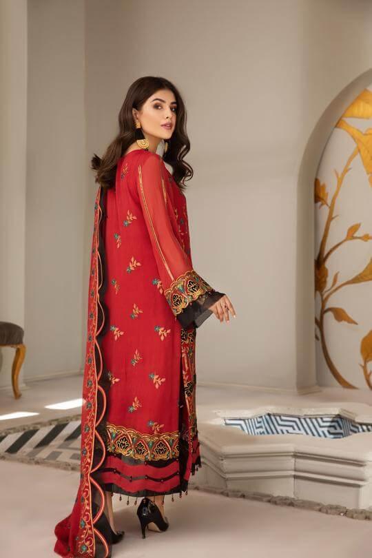 Alizeh Fashion Mahyar Embroidered Festive Chiffon 3PCS Suit D-11 Mayna - FaisalFabrics.pk