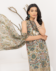 Puri Fabrics Flora Printed & Embroidered Swiss Lawn 3 Piece Suit D-11