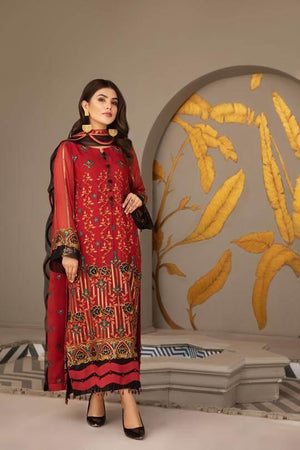 Alizeh Fashion Mahyar Embroidered Festive Chiffon 3PCS Suit D-11 Mayna - FaisalFabrics.pk