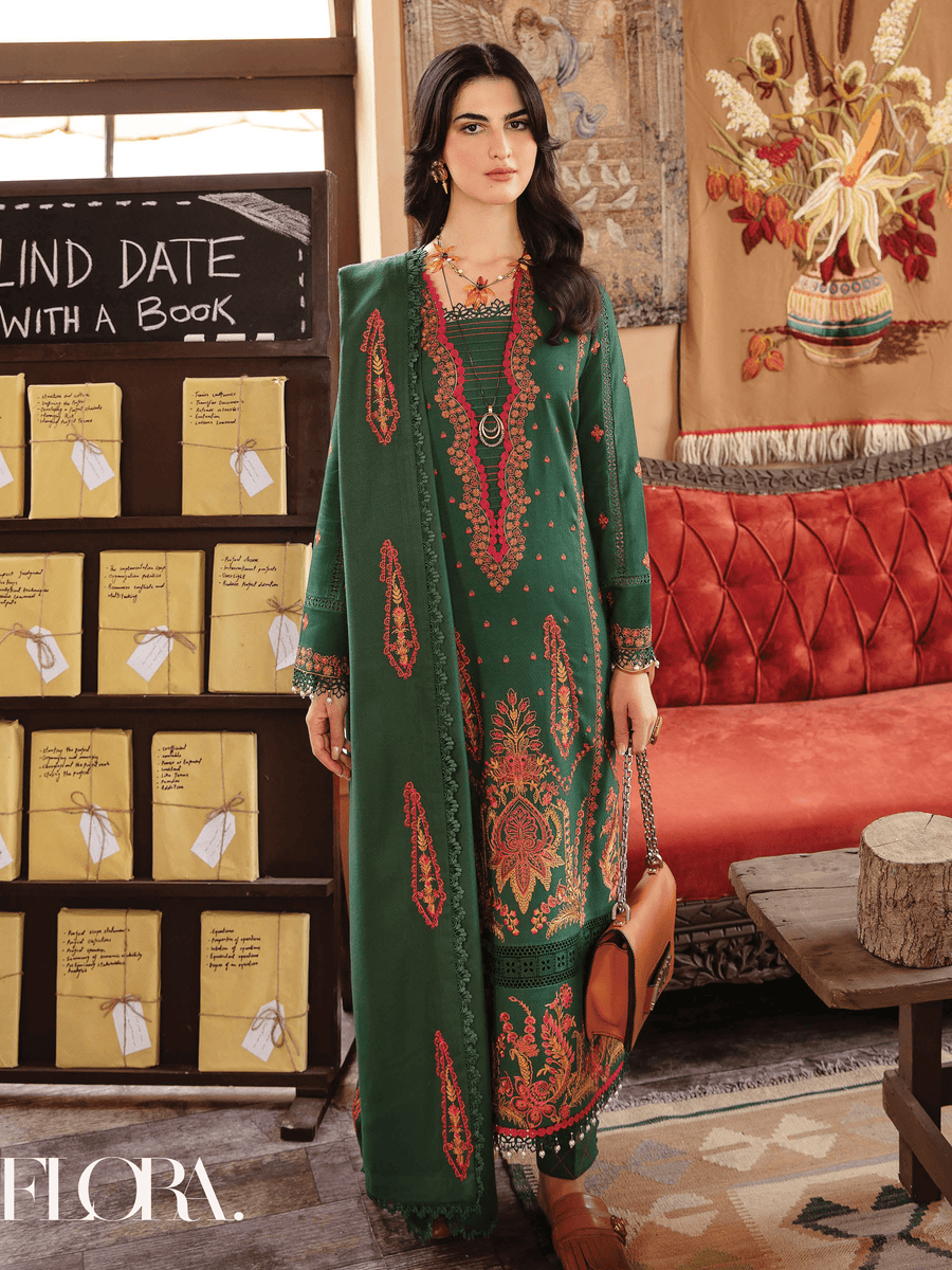 Rang Rasiya Premium Winter Unstitched Linen 3Pc Suit D-13 FLORA