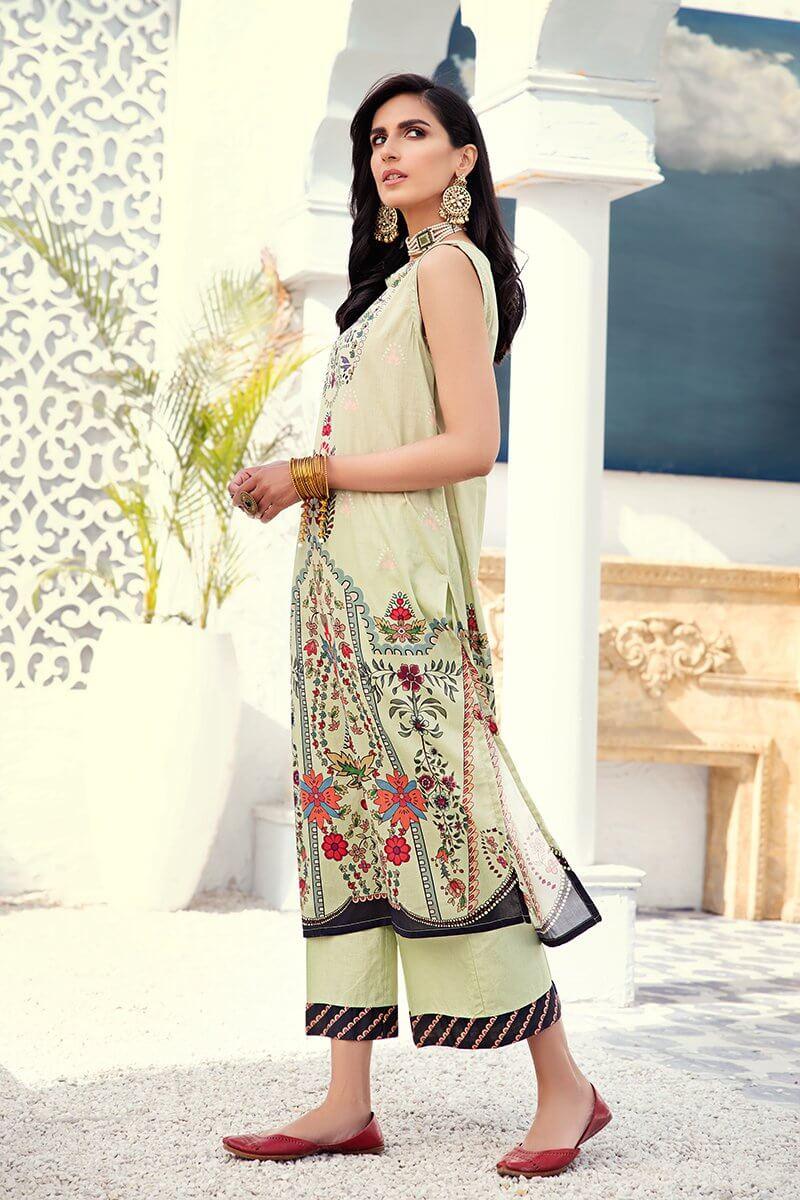 Cross Stitch Daily Unstitched Printed Lawn 2Pc Suit D-19 Surreal Mint - FaisalFabrics.pk