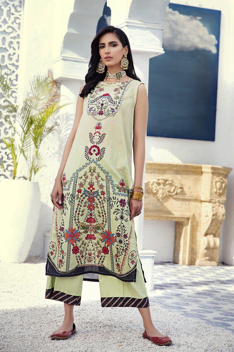 Cross Stitch Daily Unstitched Printed Lawn 2Pc Suit D-19 Surreal Mint - FaisalFabrics.pk