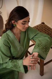 Nuriyaa Winter Pret Embroidered Peach Wool 2 Piece Suit - Nyra