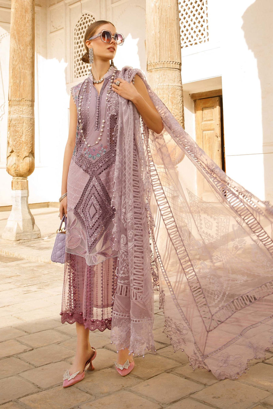 Maria.B Voyage A Luxe Lawn Unstitched Embroidered 3Piece Suit D-2301-A
