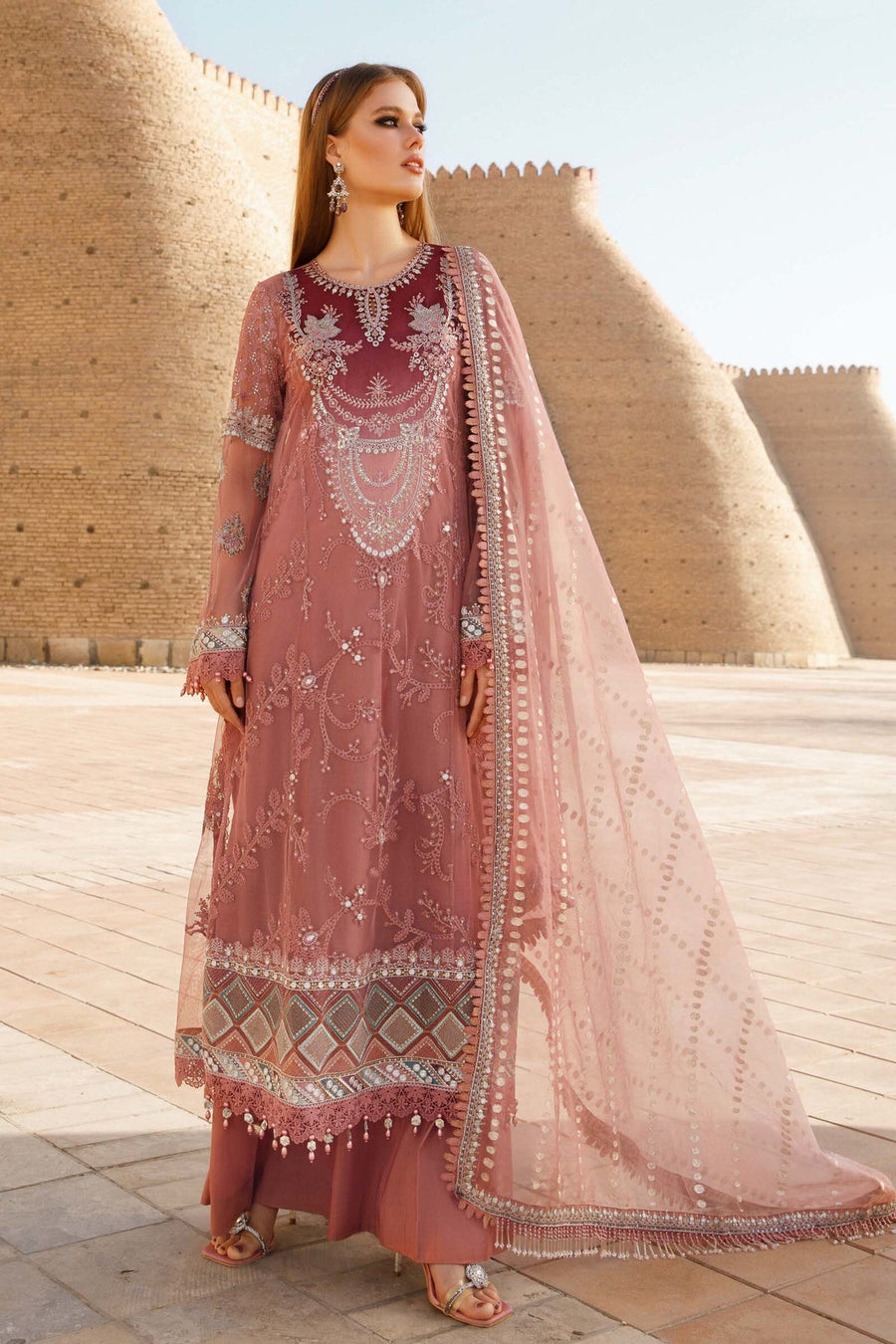 Maria.B Voyage A Luxe Lawn Unstitched Embroidered 3Piece Suit D-2305-B