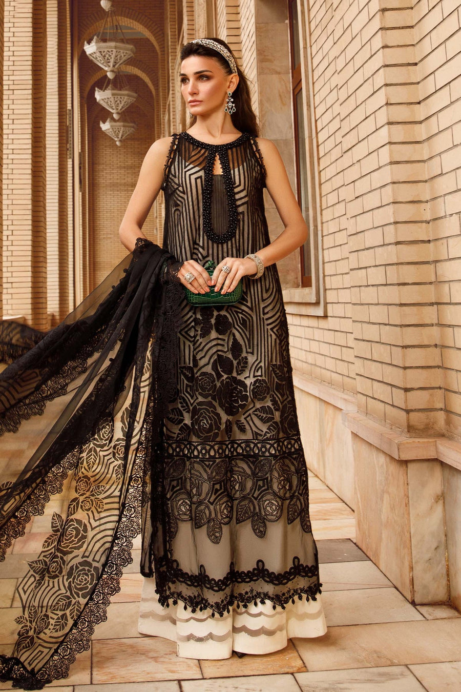 Maria.B Voyage A Luxe Lawn Unstitched Embroidered 3Piece Suit D-2306-B