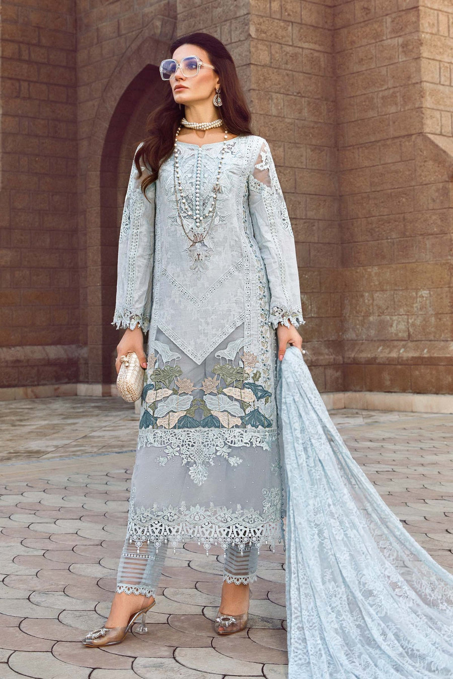 Maria.B Voyage A Luxe Lawn Unstitched Embroidered 3Piece Suit D-2307-A