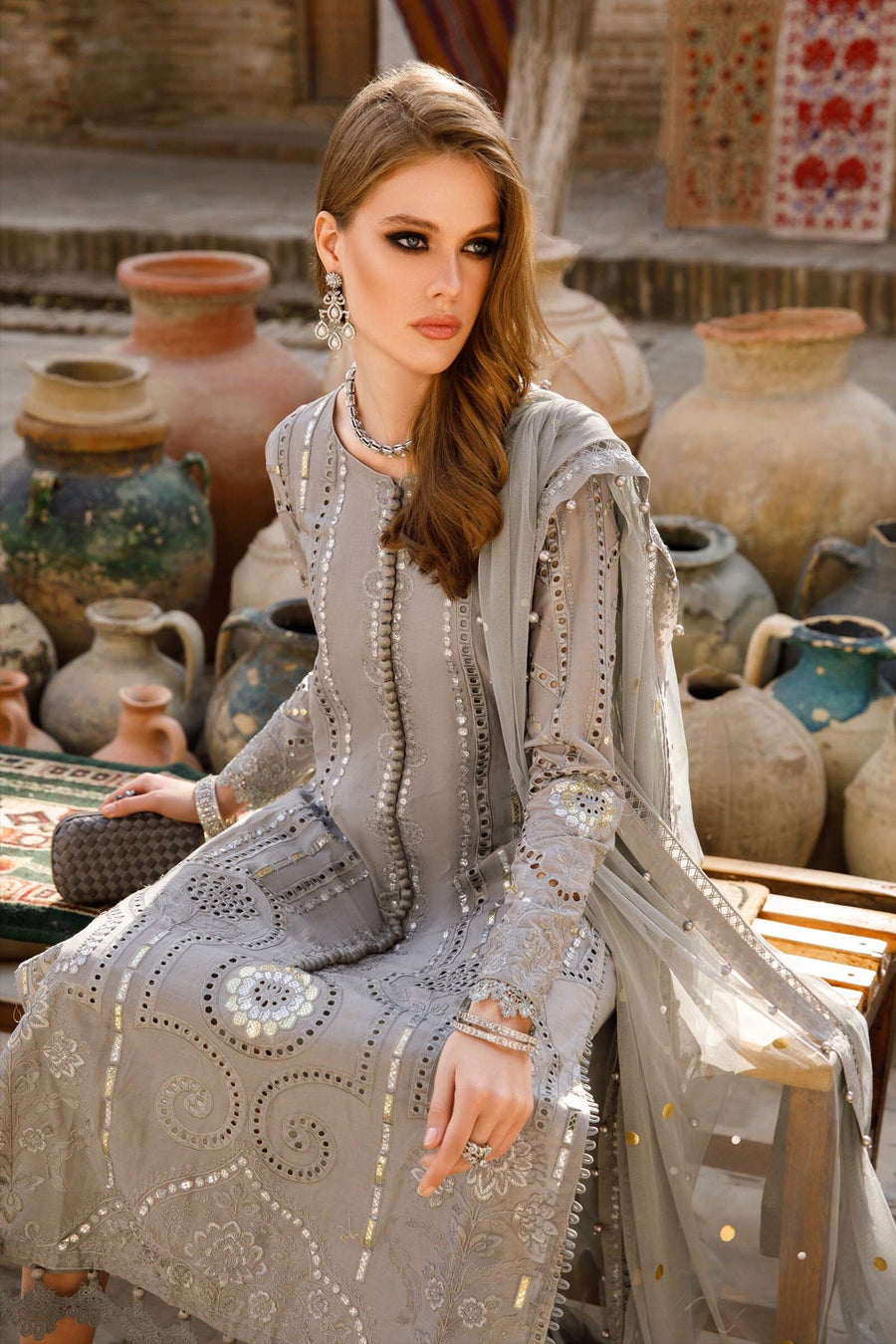 Maria.B Voyage A Luxe Lawn Unstitched Embroidered 3Piece Suit D-2308-B