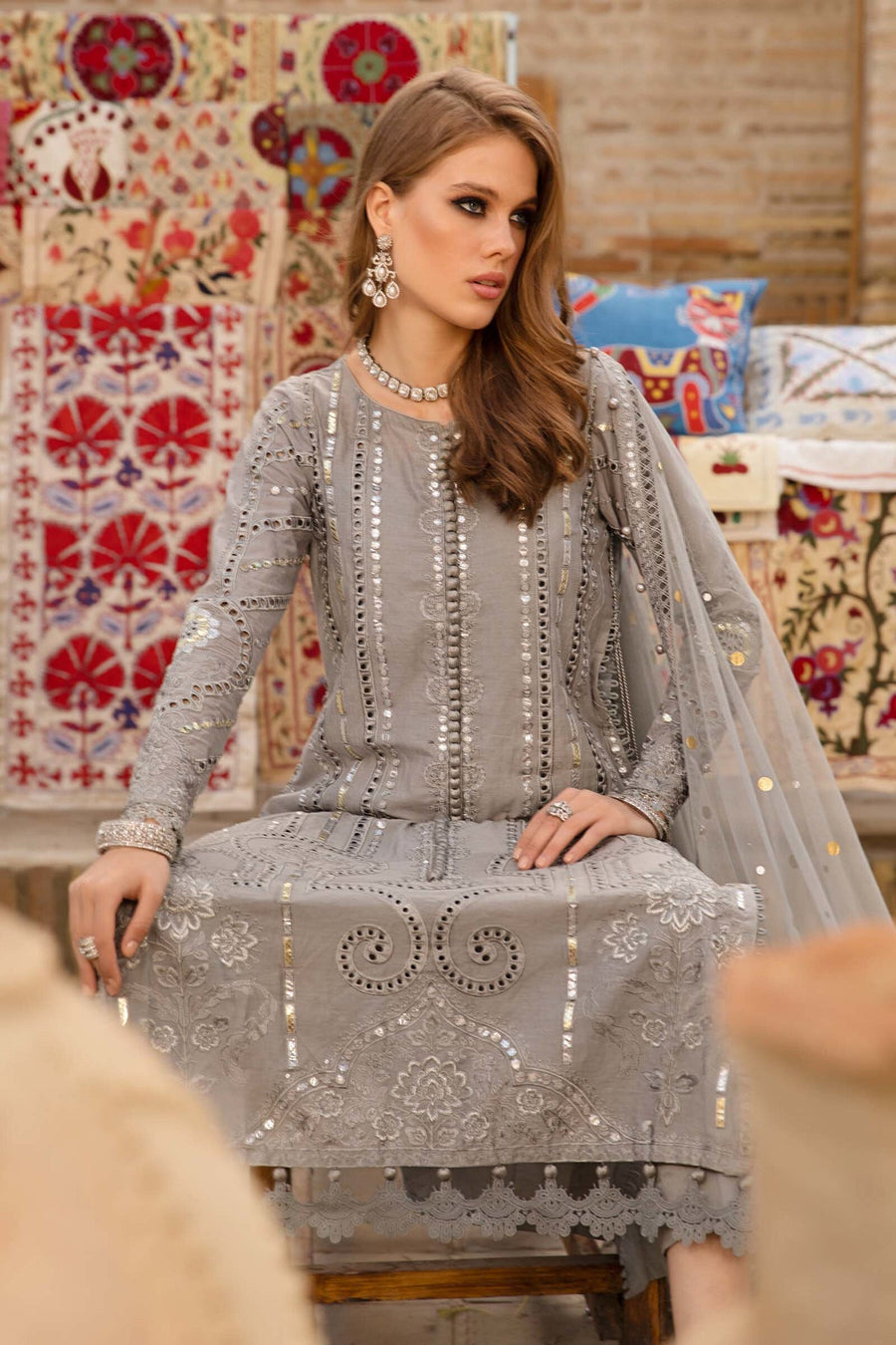 Maria.B Voyage A Luxe Lawn Unstitched Embroidered 3Piece Suit D-2308-B