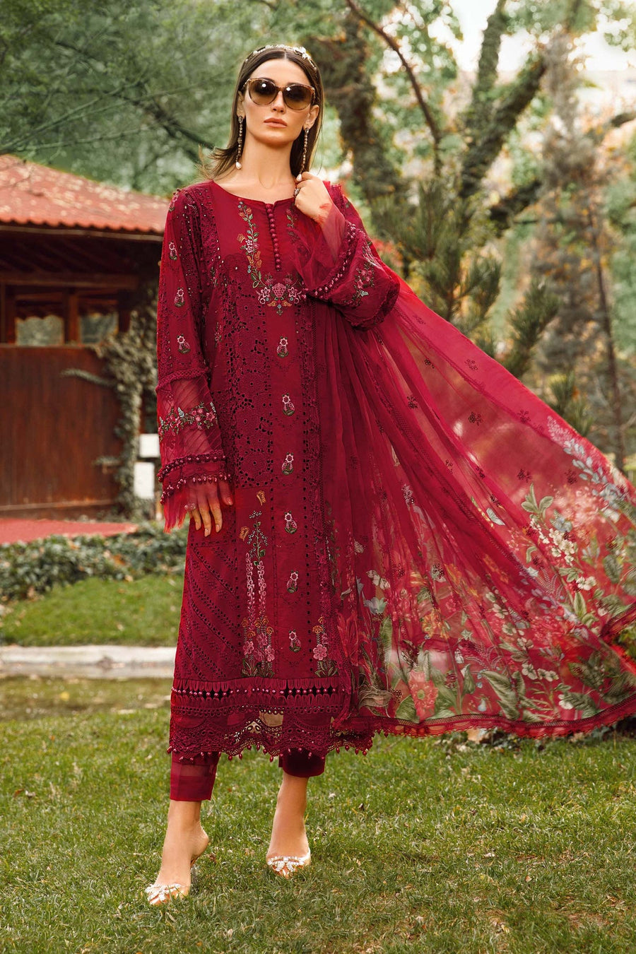 Maria.B Voyage A Luxe Lawn Unstitched Embroidered 3Piece Suit D-2309-A
