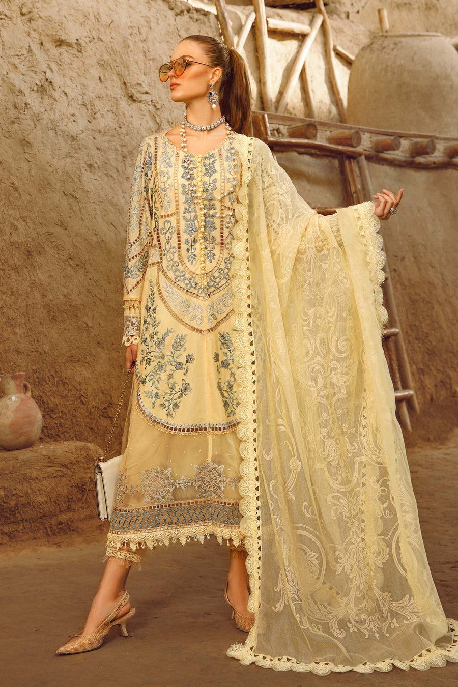 Maria.B Voyage A Luxe Lawn Unstitched Embroidered 3Piece Suit D-2312-A