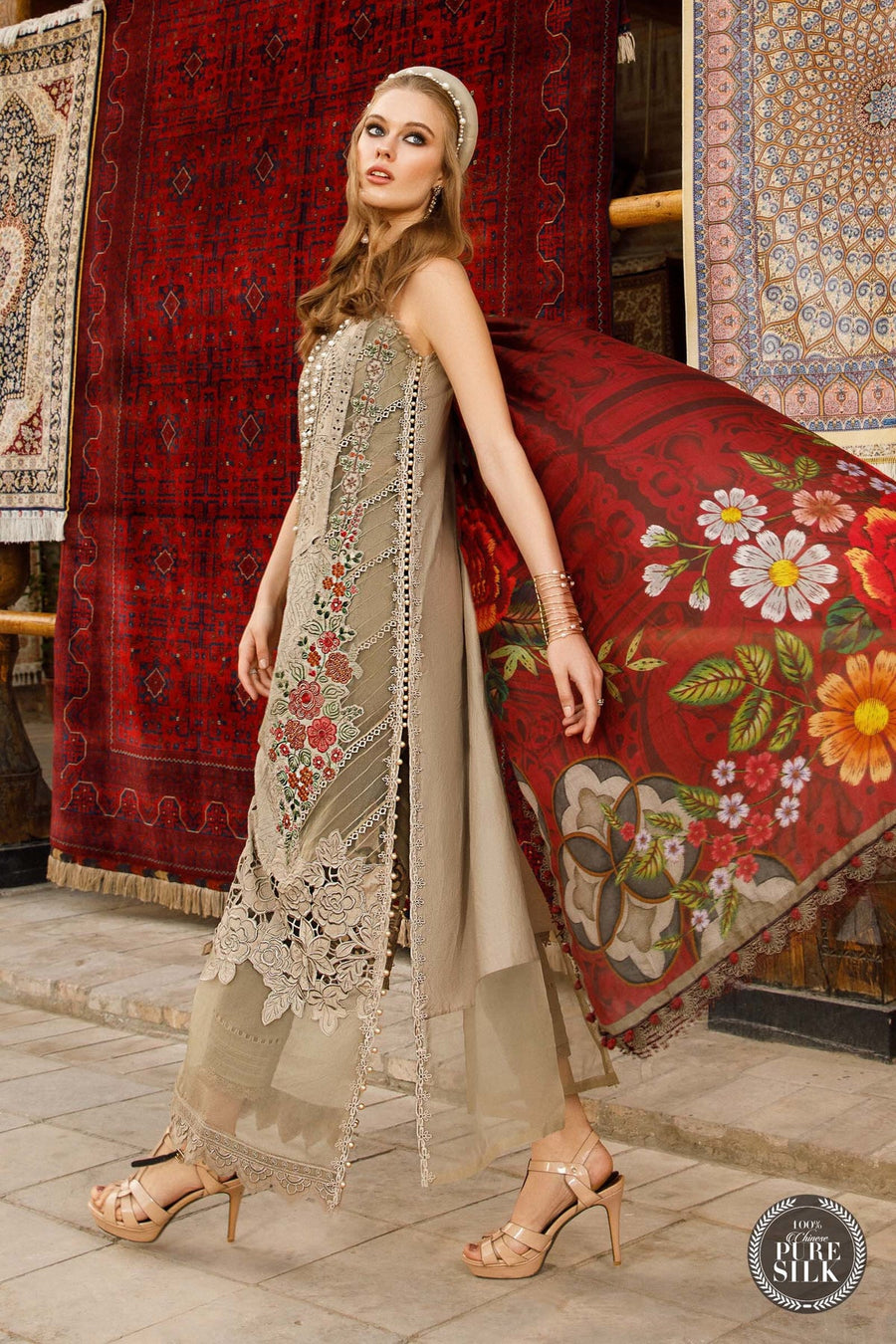 Maria.B Voyage A Luxe Lawn Unstitched Embroidered 3Piece Suit D-2313-A