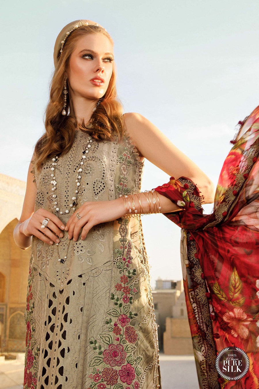 Maria.B Voyage A Luxe Lawn Unstitched Embroidered 3Piece Suit D-2313-A