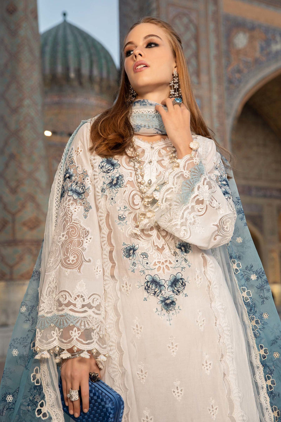 Maria.B Voyage A Luxe Lawn Unstitched Embroidered 3Piece Suit D-2315-A