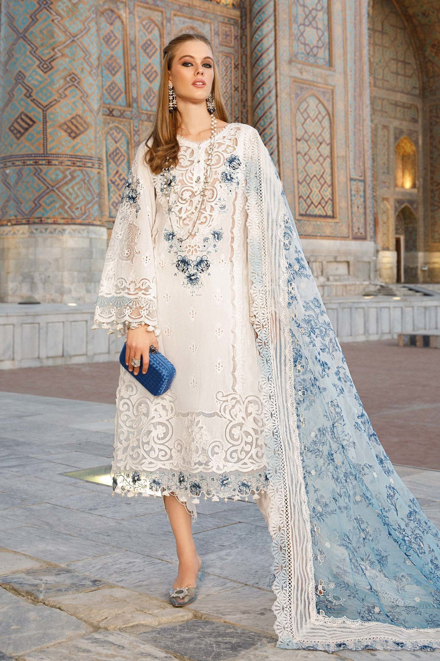 Maria.B Voyage A Luxe Lawn Unstitched Embroidered 3Piece Suit D-2315-A