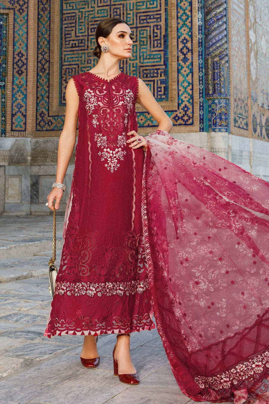 Maria.B Voyage A Luxe Lawn Unstitched Embroidered 3Piece Suit D-2315-B