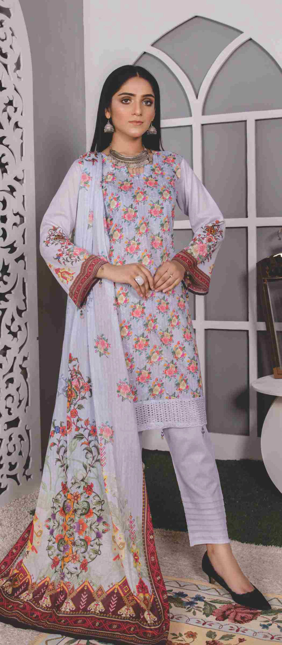 Faryal Unstitched Mother Collection Chikankari Lawn 3 Piece Suit D-53 - FaisalFabrics.pk